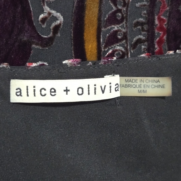 Alice and Olivia Womens Alecia Silk Velour Brocade Damask Jacquard Blouse Medium - Picture 8 of 9